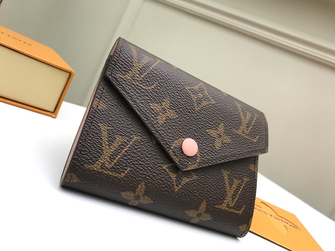 Louis Vuitton Victorine Wallet Monogram Canvas Pink Leather Compact Purse