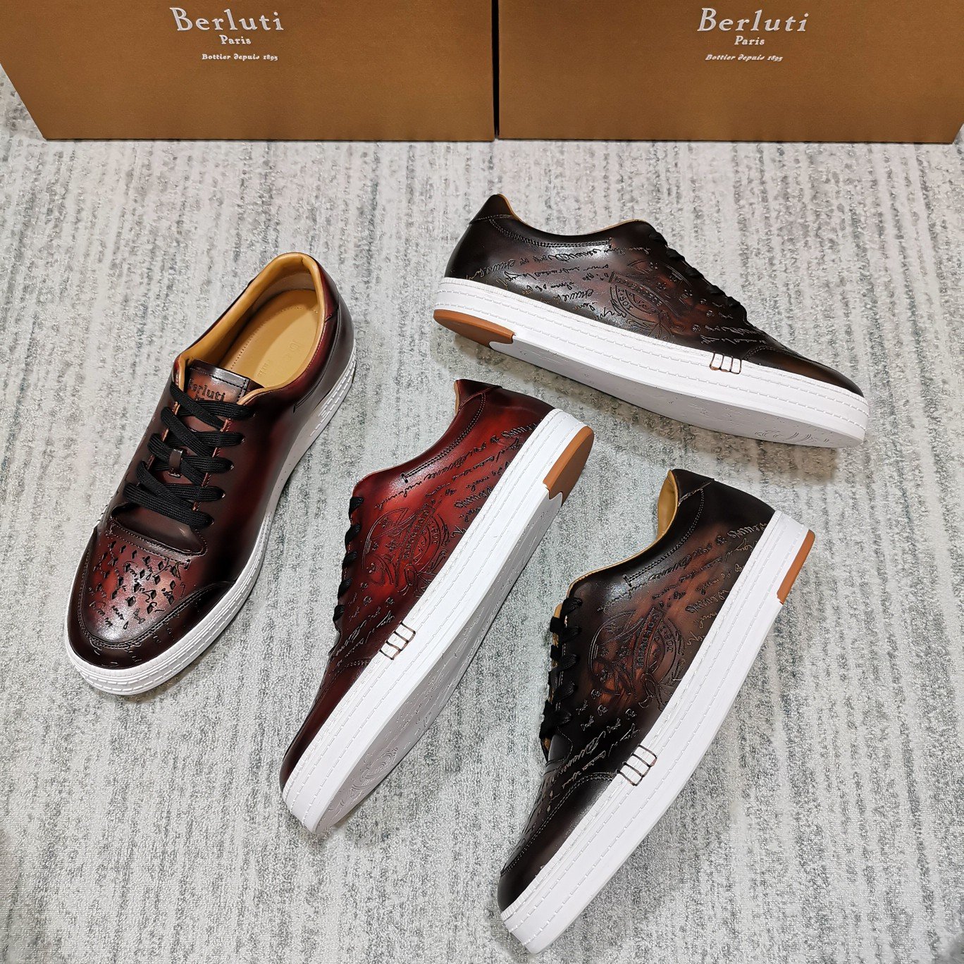 💋 💍 新色 BERLU** 布鲁提 PLAYTIME PALERMO 雕刻刺青运动鞋  一片式皮质鞋 