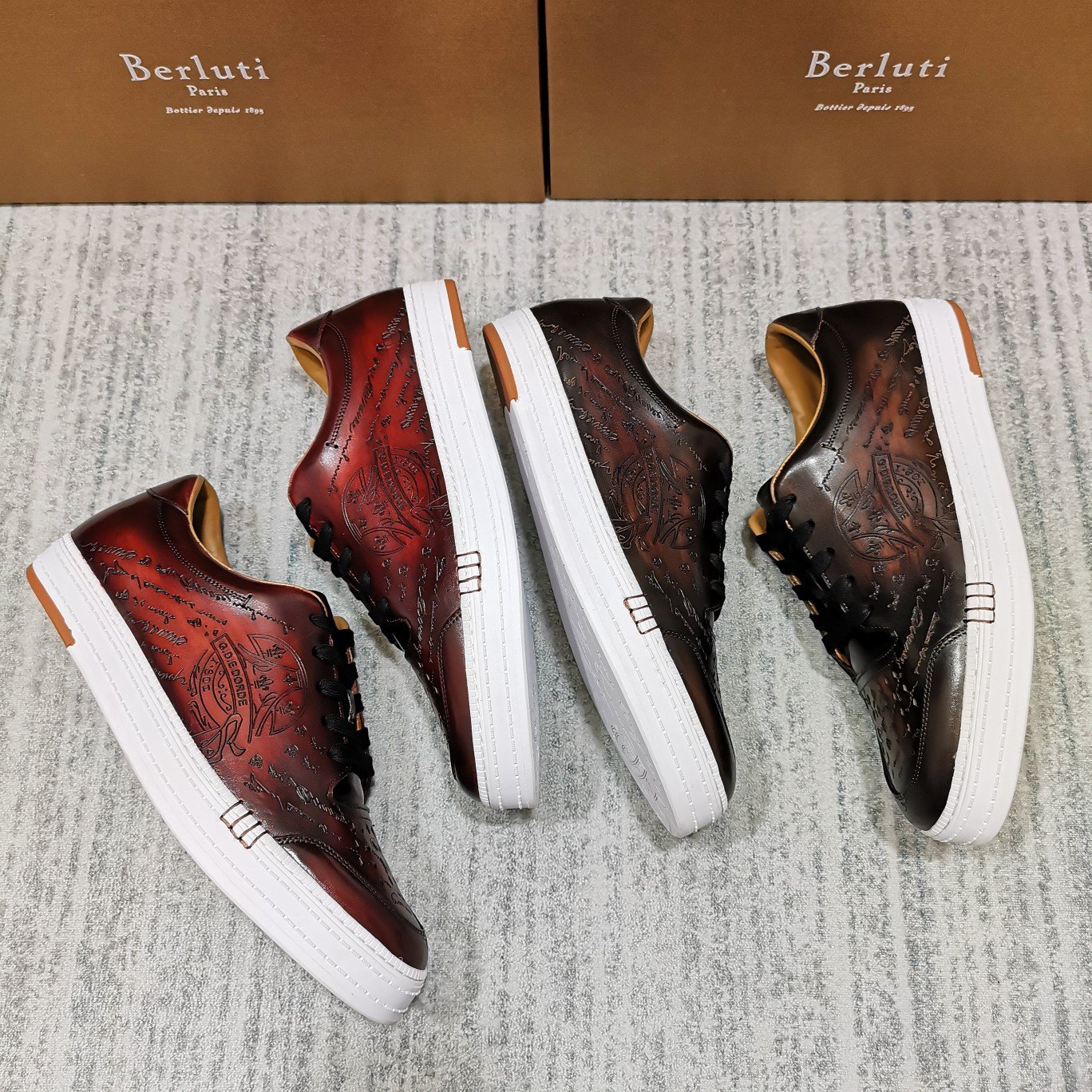 💋 💍 新色 BERLU** 布鲁提 PLAYTIME PALERMO 雕刻刺青运动鞋  一片式皮质鞋 