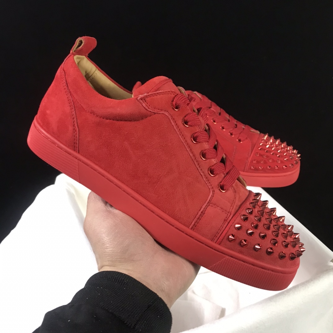 Christian Louboutin Skateboard Shoes Red Genuine Leather TPU Casual