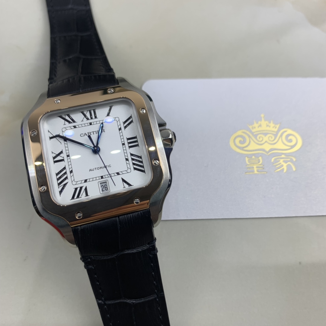 Cartier 皇家 卡地亚间玫瑰金山度士男款腕表