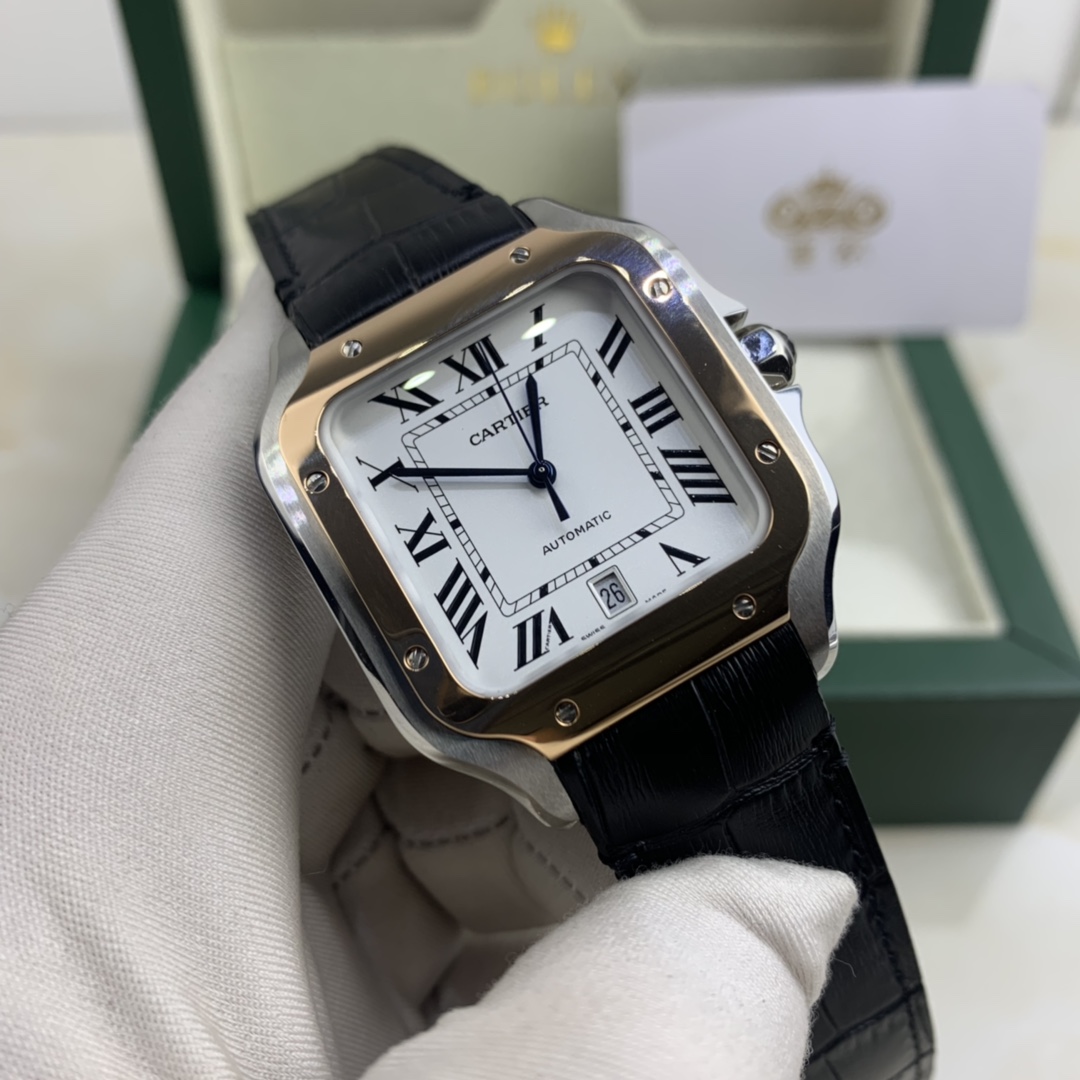 Cartier 皇家 卡地亚间玫瑰金山度士男款腕表