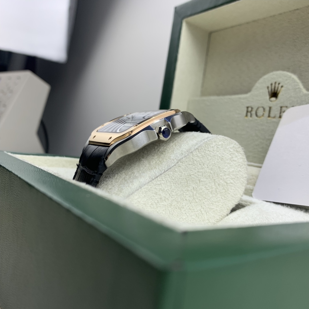 Cartier 皇家 卡地亚间玫瑰金山度士男款腕表