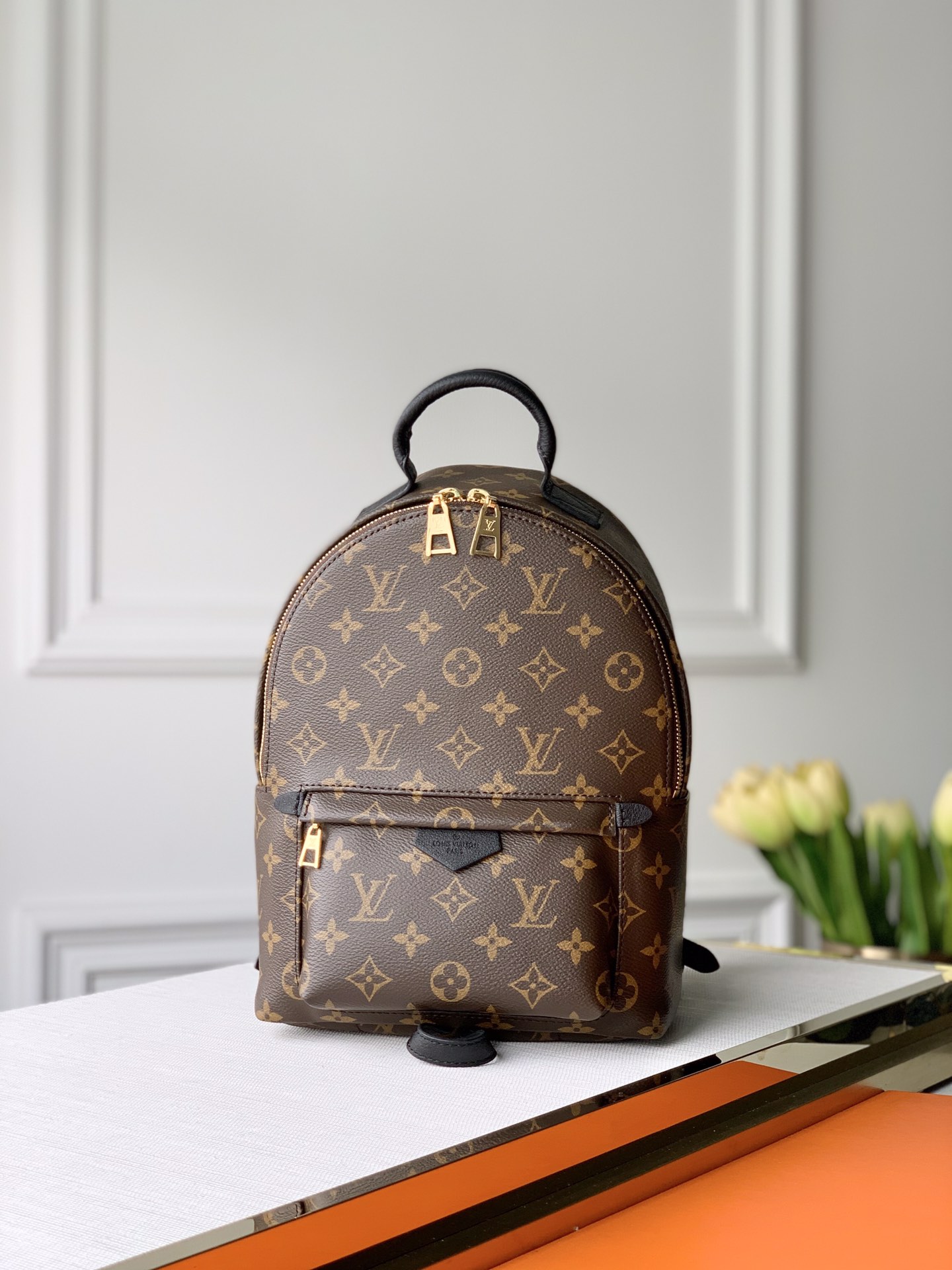Louis Vuitton Bags Backpack Gold Monogram Reverse Calfskin Canvas Cowhide M44871