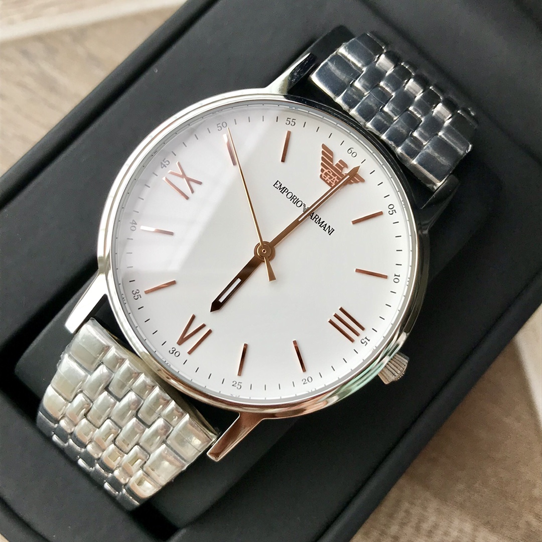 Armani AR80014, esfera ultrafina, tacto excelente, correa de acero inoxidable 316L, sencilla y elegante, adecuada para …