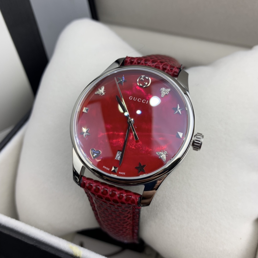 Gucci 皇家 古驰女表G-TIMELESS系列红贝母面腕表