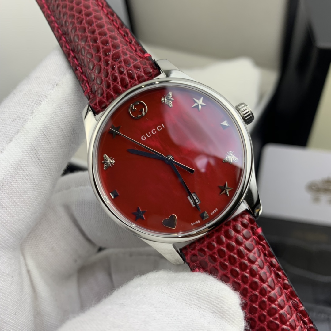 Gucci 皇家 古驰女表G-TIMELESS系列红贝母面腕表