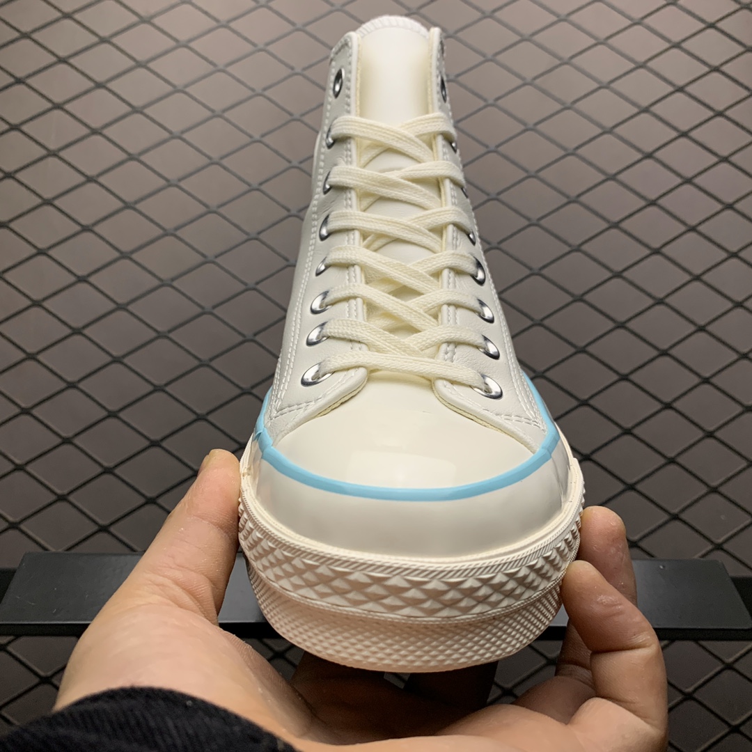 130 价格调整Converse 匡威  Chunk Taylor 70s 奶白蓝 皮面高帮硫化板鞋