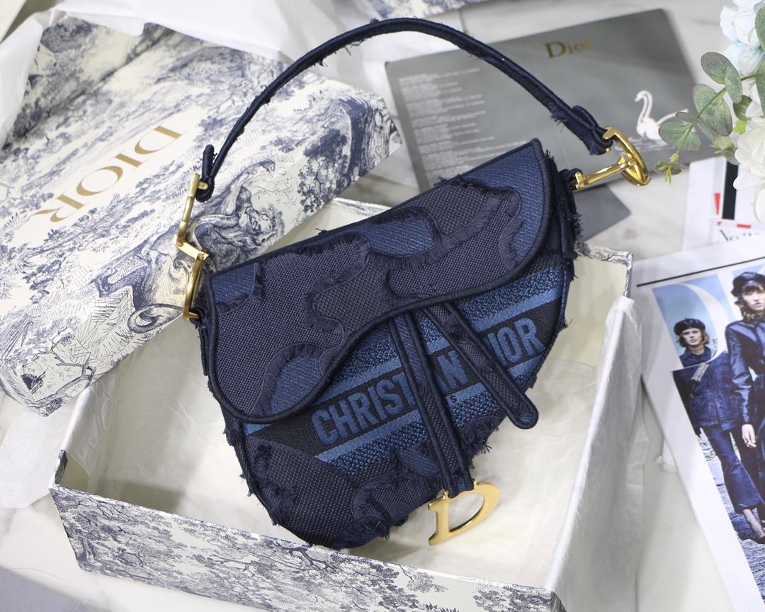 DIOR Saddle Embroidered Fringe Saddle Bag