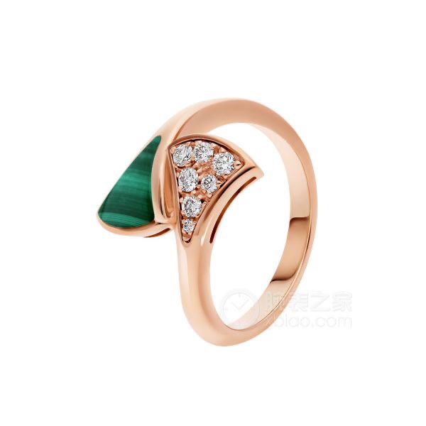 宝格丽戒指 小裙子孔雀绿带钻戒指 码号：6.7.8# 精工复刻高品质 玫瑰金 白金 现货供应
