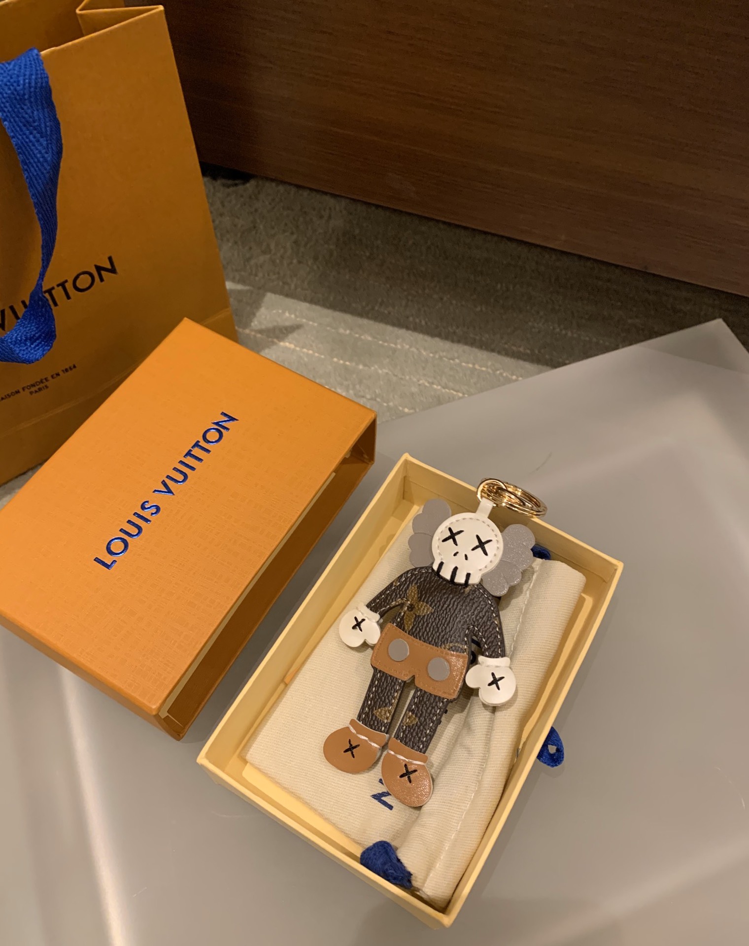 KAWS Companion leather keychain with handbag