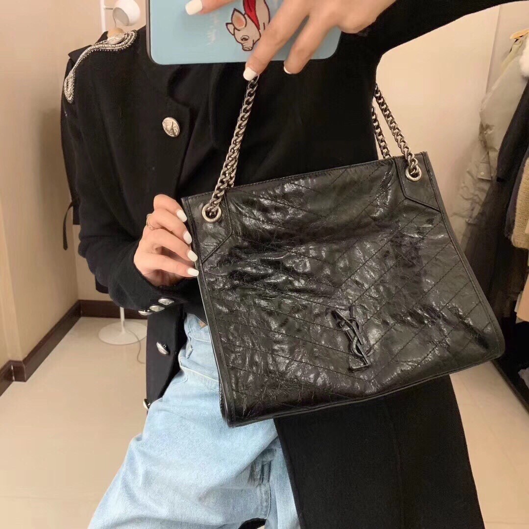 YSL NIKI SHOPPING BAG 33CM 577999黑色油蜡牛皮