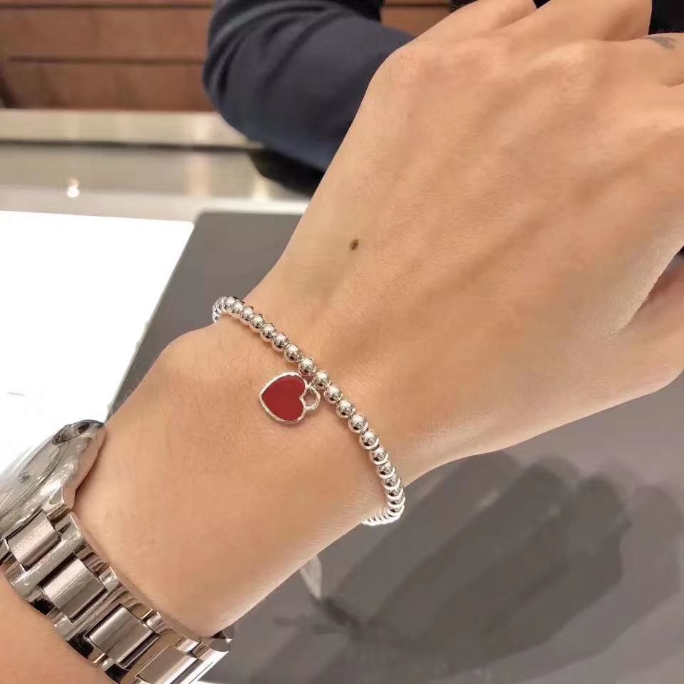 Tiffany & Co. Tiffany 925纯银 红心珐琅珠珠手链