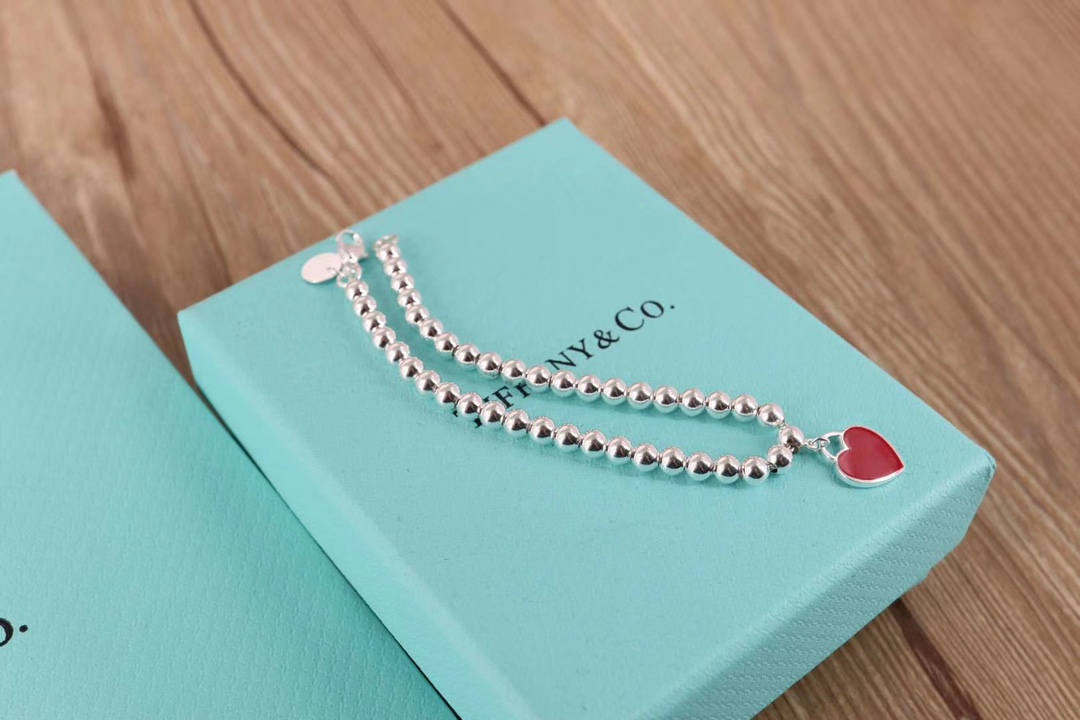 Tiffany & Co. Tiffany 925纯银 红心珐琅珠珠手链