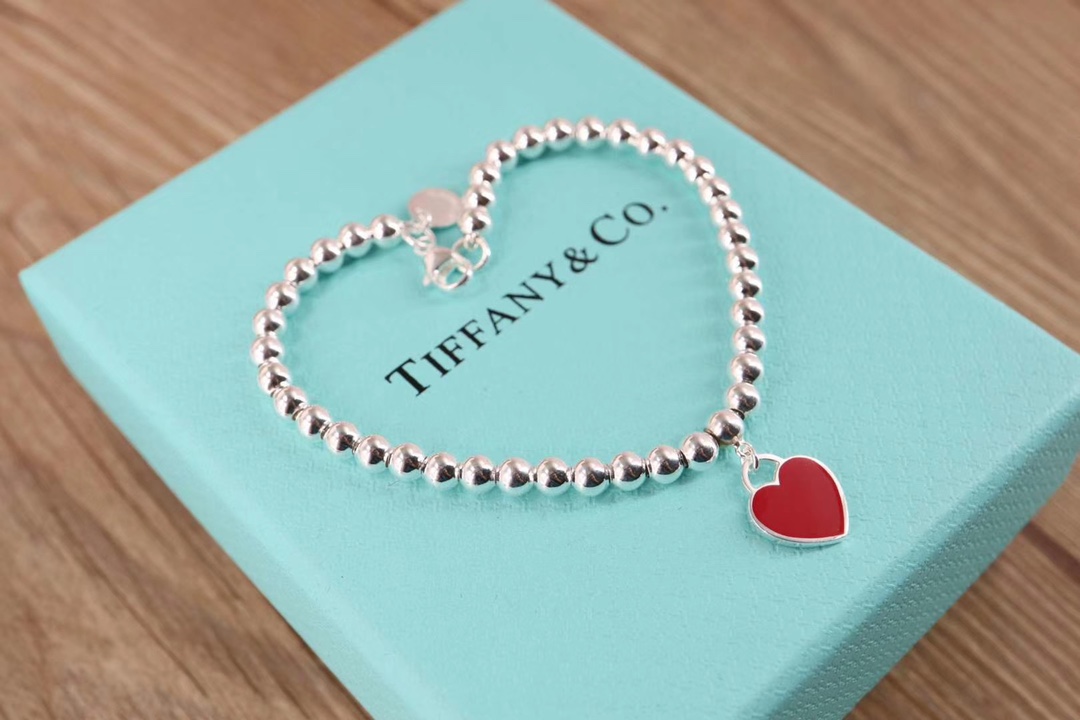 Tiffany & Co. Tiffany 925纯银 红心珐琅珠珠手链