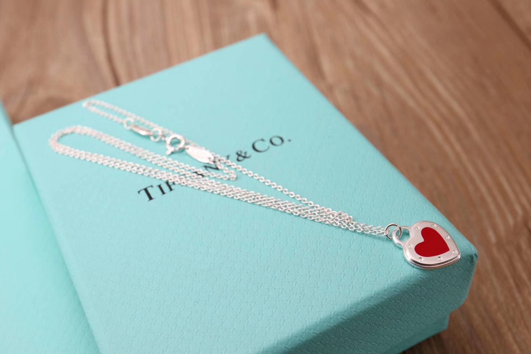 Tiffany & Co. Tiffany&Co.心形珐琅大红、爱心吊坠项链
