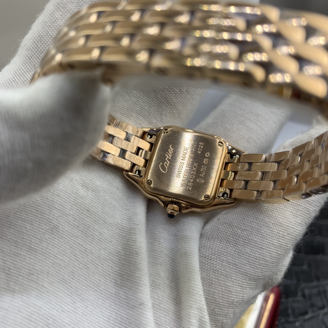 Cartier 皇家 卡地亚猎豹女表方形全玫瑰金迷你版腕表