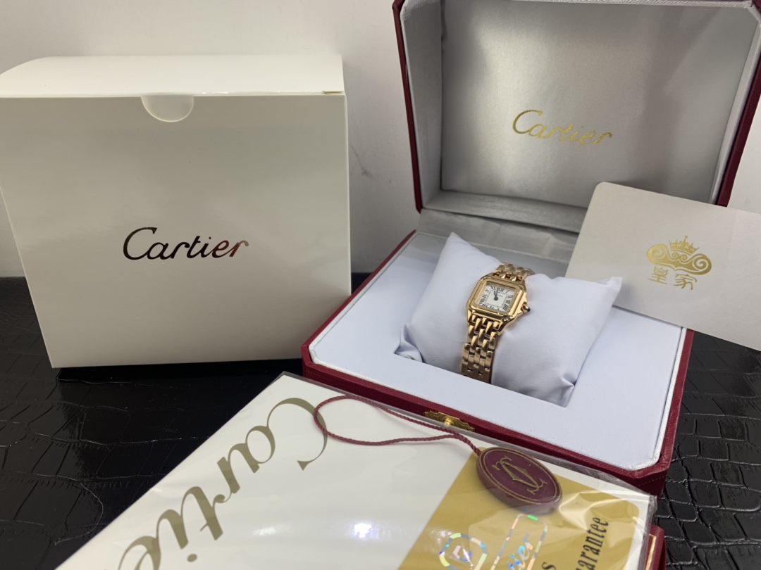 Cartier 皇家 卡地亚猎豹女表方形全玫瑰金迷你版腕表