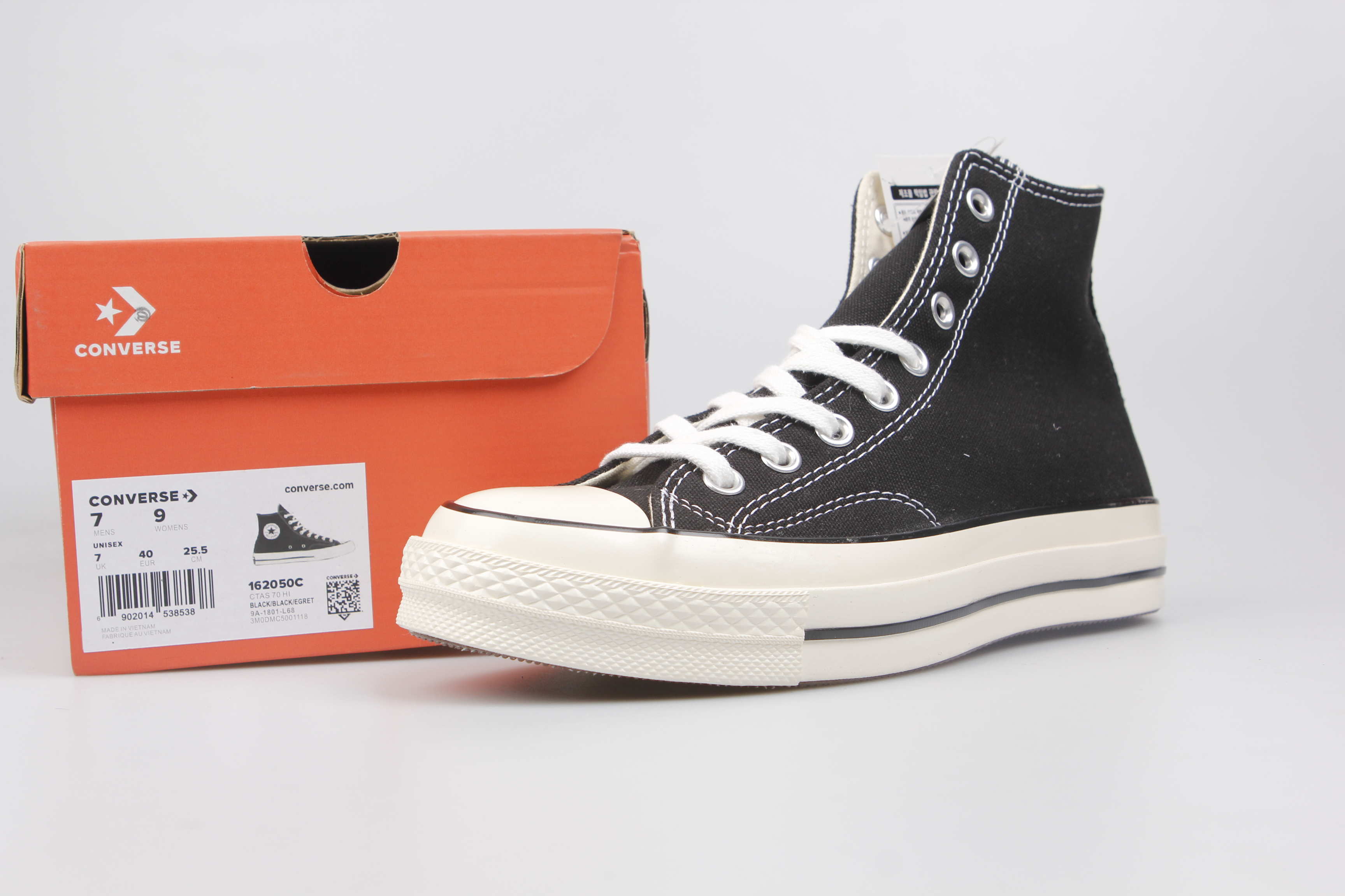 85 2018黑标升级版converse all star匡威1970S三星标红高帮帆布鞋