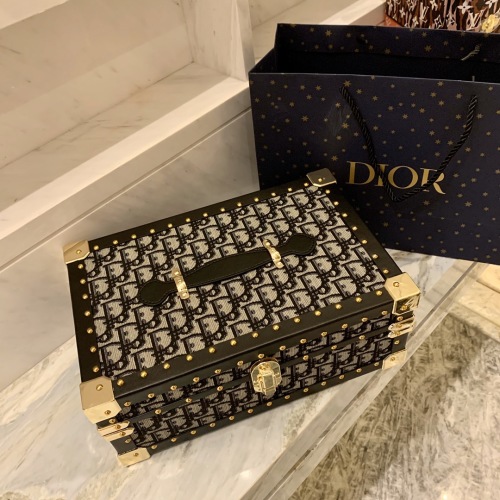 Dior Oblique Motif Jewelry Box, Handmade Wooden Trunk, Elegant Vanity Case 1 Dior Oblique Motif Jewelry Box, Handmade Wooden Trunk, Elegant Vanity Case
