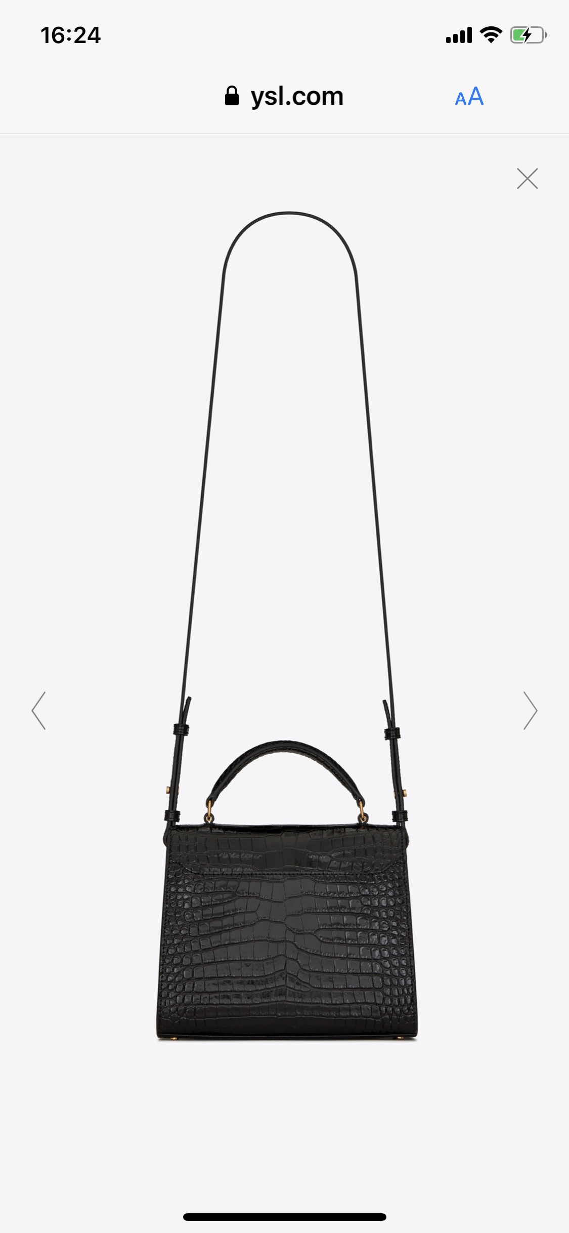 YSL 𝐂𝐚𝐬𝐬𝐚𝐧𝐝𝐫𝐚 Mini 20CM 鳄鱼纹手拎包 602716黑色/金扣