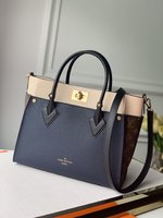 Louis Vuitton LV On My Side Bags Handbags Blue Splicing Monogram Canvas Calfskin Cowhide M53823