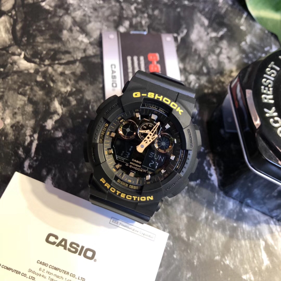 E0   Casio 卡西欧 ga100系列 G-SHOCK旗舰店官网GA-100防水男士手表男表casio。53*14mm表径.功能：自动LED照明，世界时间，倒计时，闹钟。最高品质 配套全套包装