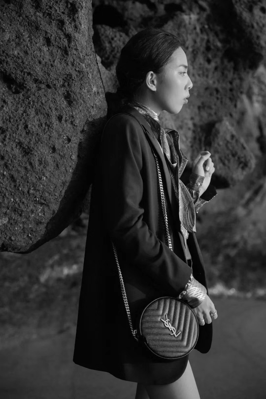 Saint laurent Ysl 最新VINYLE鱼子酱小圆包 610436黑色