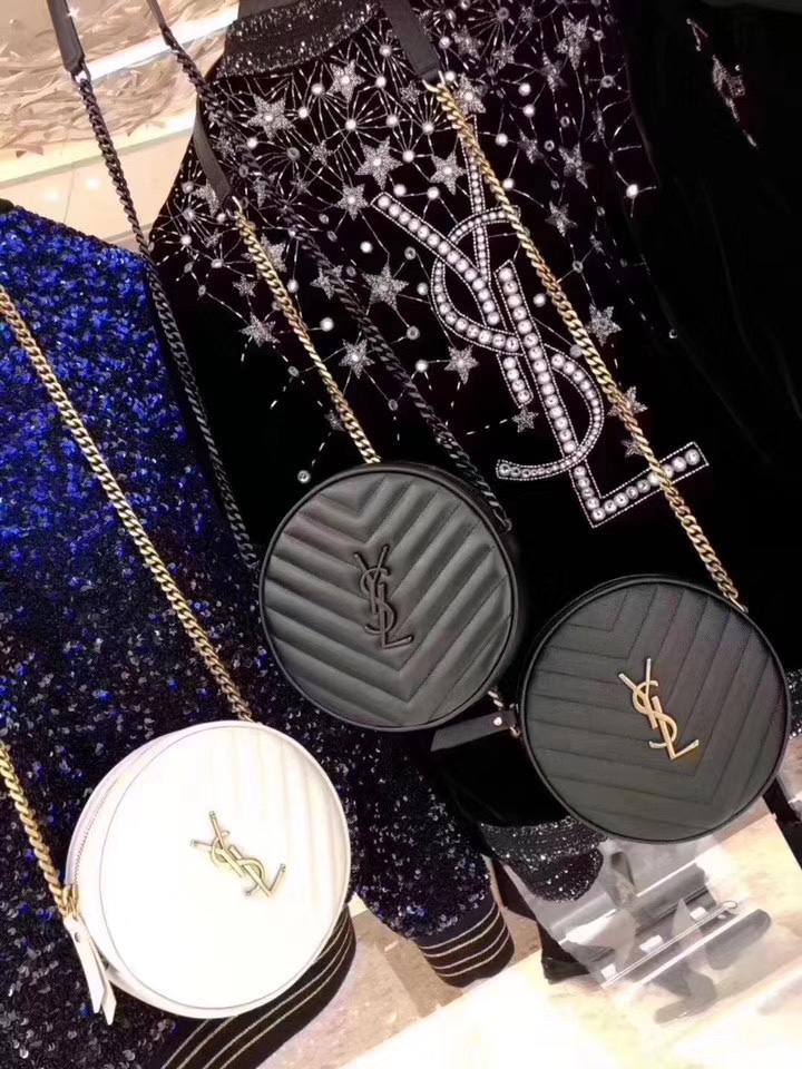 Saint laurent Ysl 最新VINYLE鱼子酱小圆包 610436黑色