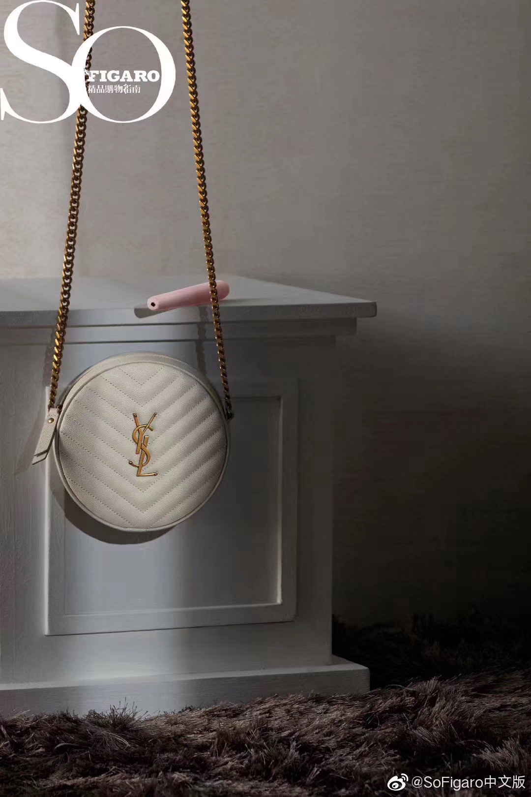 Saint laurent Ysl 最新VINYLE鱼子酱小圆包 610436白色