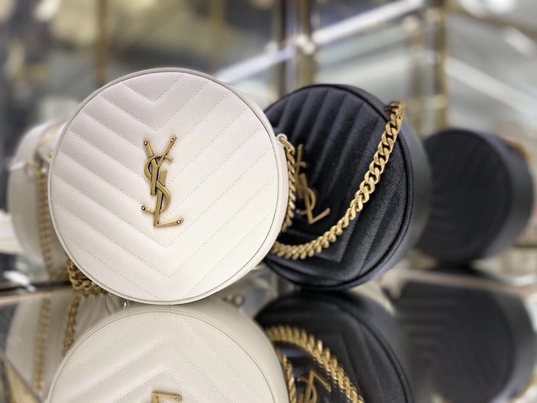 Saint laurent Ysl 最新VINYLE鱼子酱小圆包 610436白色