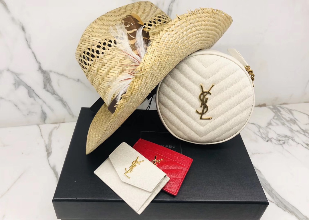 Saint laurent Ysl 最新VINYLE鱼子酱小圆包 610436白色