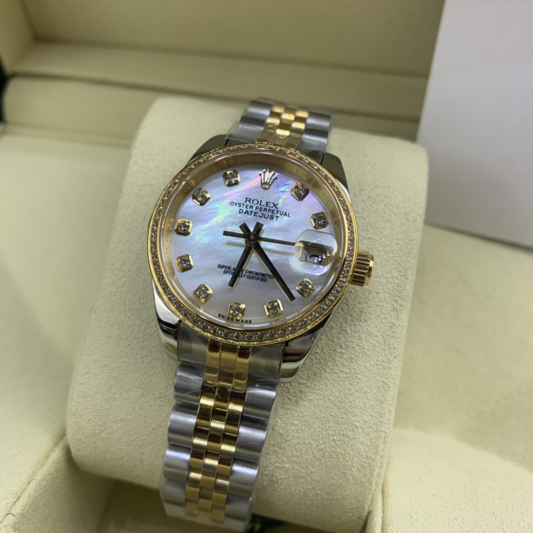 Rolex 皇家 劳力士日志系列女款间黄金色镶钻腕表