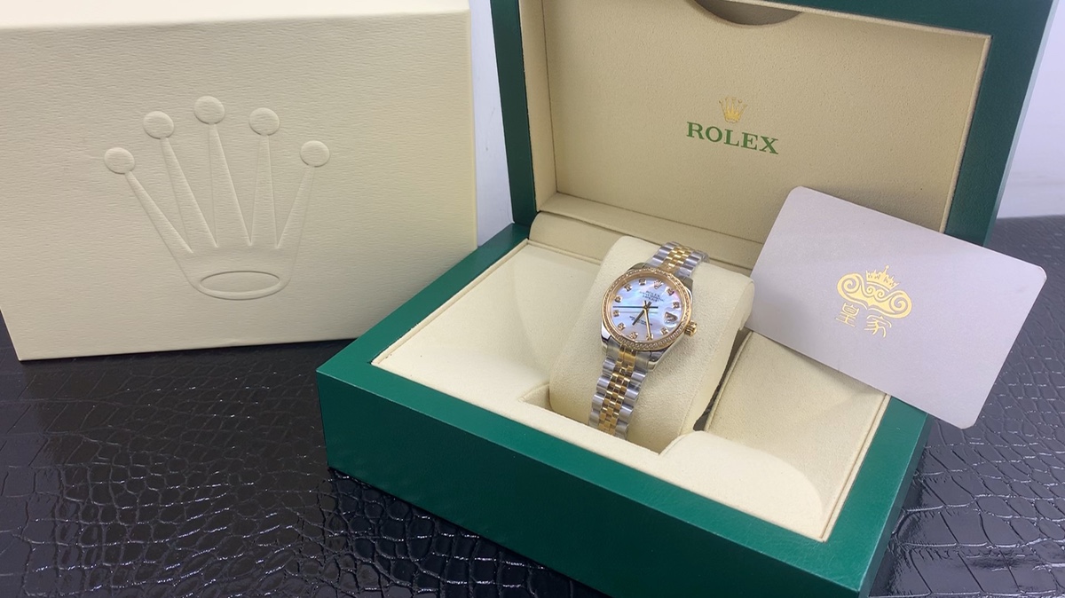 Rolex 皇家 劳力士日志系列女款间黄金色镶钻腕表视频欣赏