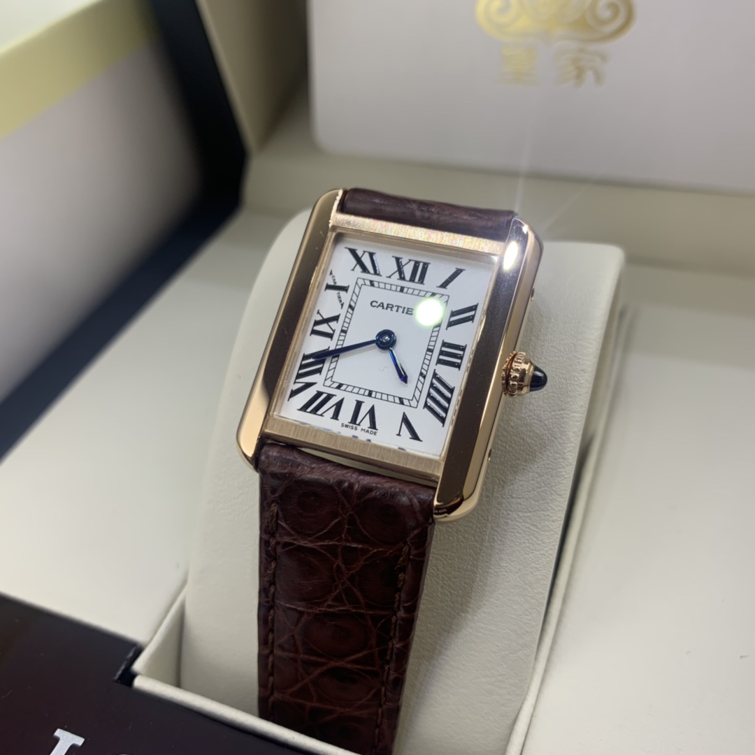 Cartier 皇家 卡地亚坦克女款玫瑰金表壳腕表