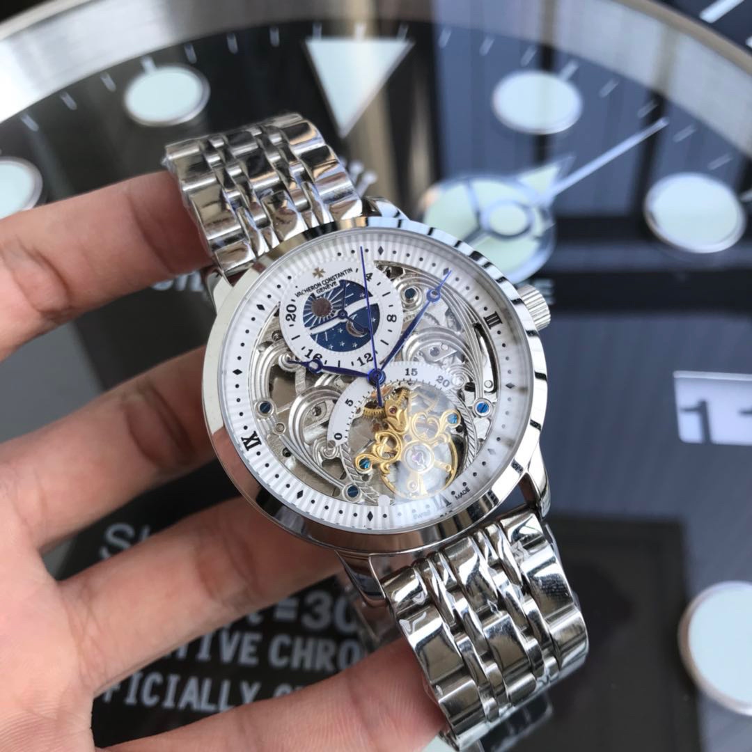 批420 🚄江诗丹顿(Vacheron Constantin )精品男士腕表, 日月星辰昼夜交替,全镂空设计,精雕细琢,展示男士自信果敢的风度,魅力不凡,从容优雅,尽显精致细节与高超技艺,搭载多功能全自动机械机芯,顶级316精钢表壳,进口小牛皮表带,矿物质超强镜面,尺寸42*12,尊贵典范,绅士风范,身份的象征,展现你的独特品味!