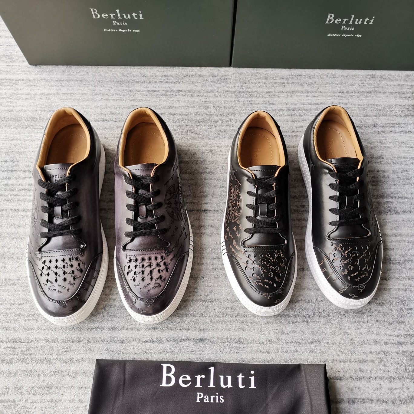 💋 💍 BERLU**布鲁提 PLAYTIME PALERMO 雕刻刺青运动鞋  一片式皮质鞋 鞋面上手
