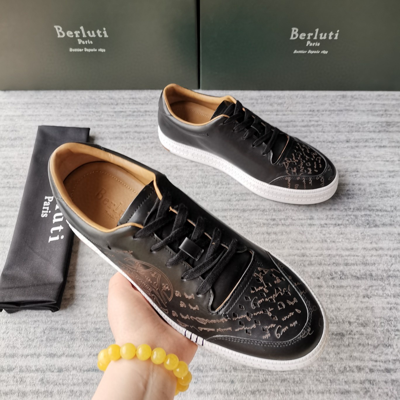💋 💍 BERLU**布鲁提 PLAYTIME PALERMO 雕刻刺青运动鞋  一片式皮质鞋 鞋面上手