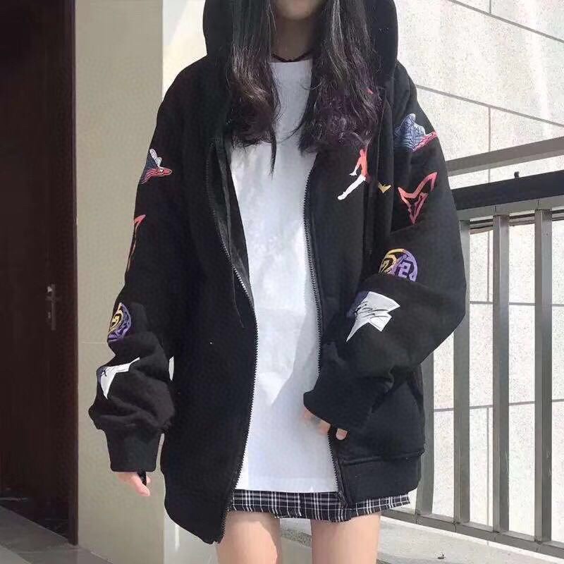 Air Jordan 2019 sudadera con capucha y cremallera de insignias coloridas, versión ligera de primavera/verano #materiale…