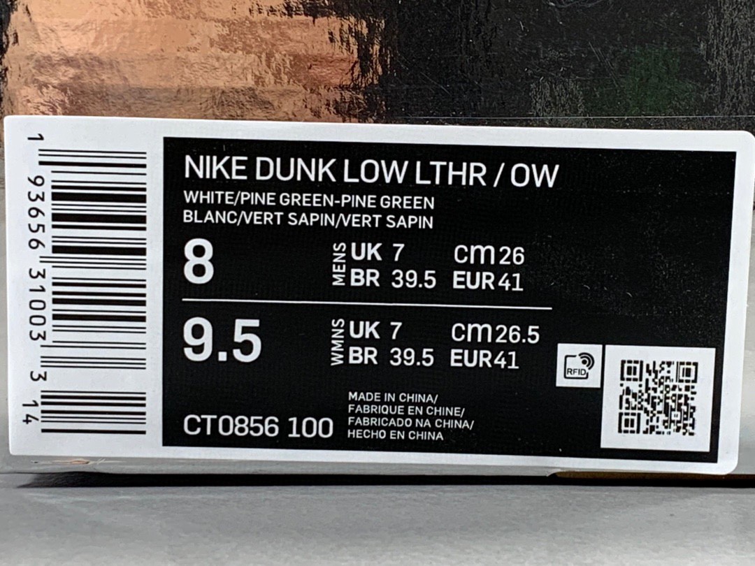 Dunk尺码:36-47.5纯原版出品-Off-WhitexNikDunkLow白绿联名绑带CT0856