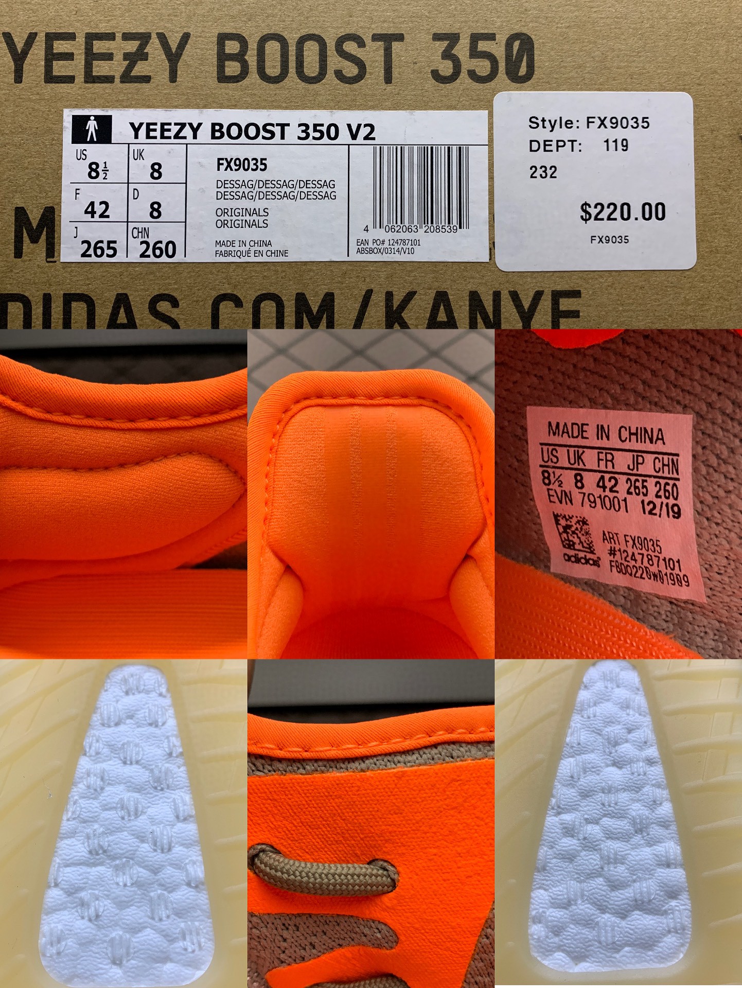 Pure Adidas Yeezy 350V2 FX9035 "DESERT SAGE" Kanye Yeezy 350 Desert Sage 9