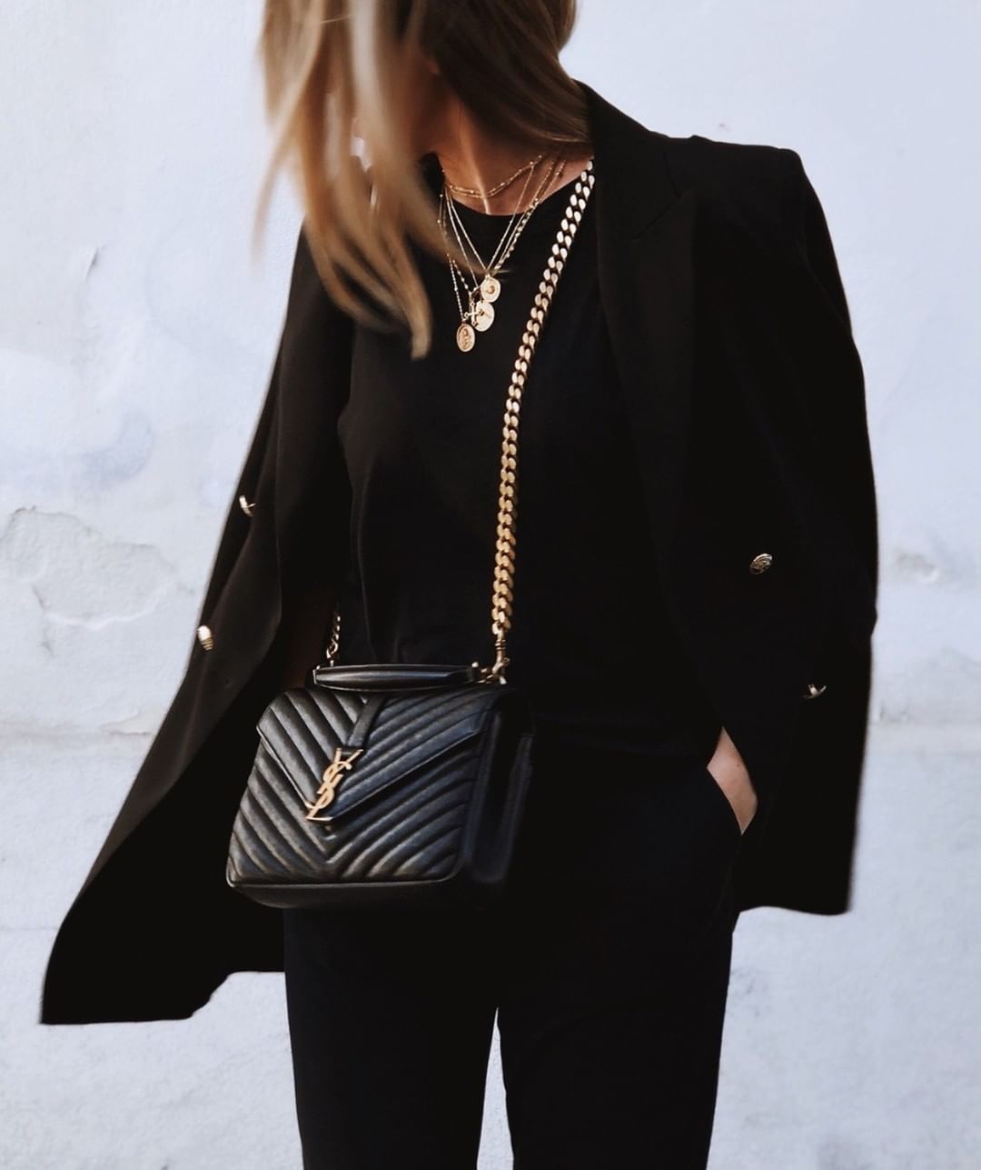 Saint laurent Ysl Monogram college_24cm黑色金扣428056