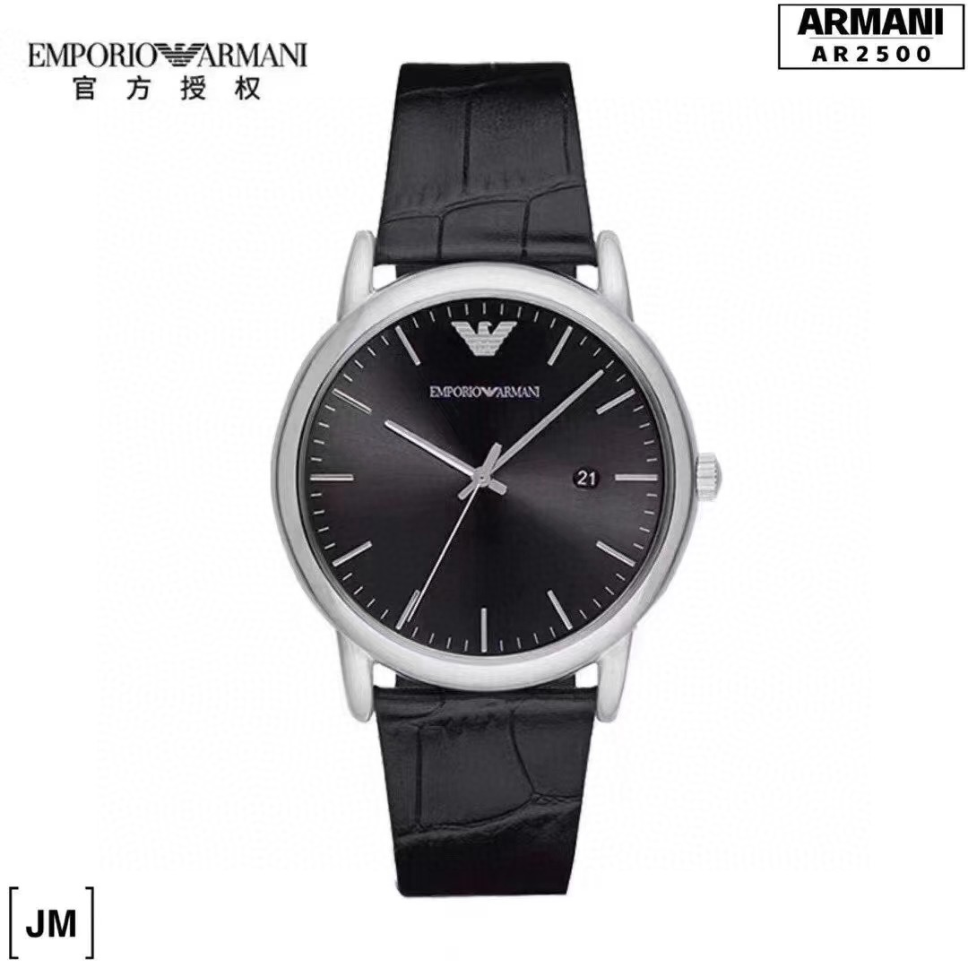 Armani Reloj Piel de vaca Cuero Quartz Movement Cinturón acero inoxidable