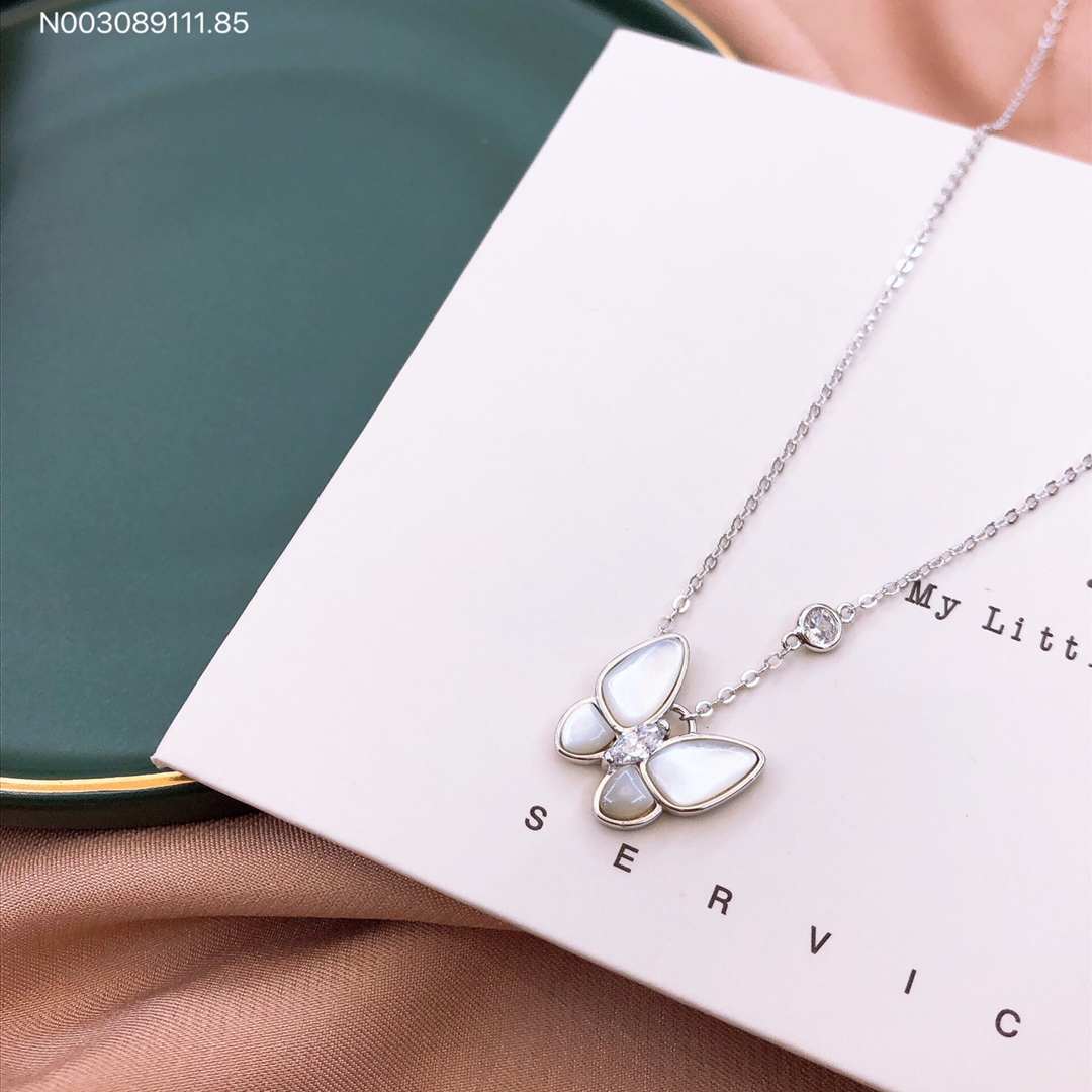 NO:102133,Vca Butterfly White Mother's Necklace Platinum Spot Butterfly dances lightly, embraces the beauty 