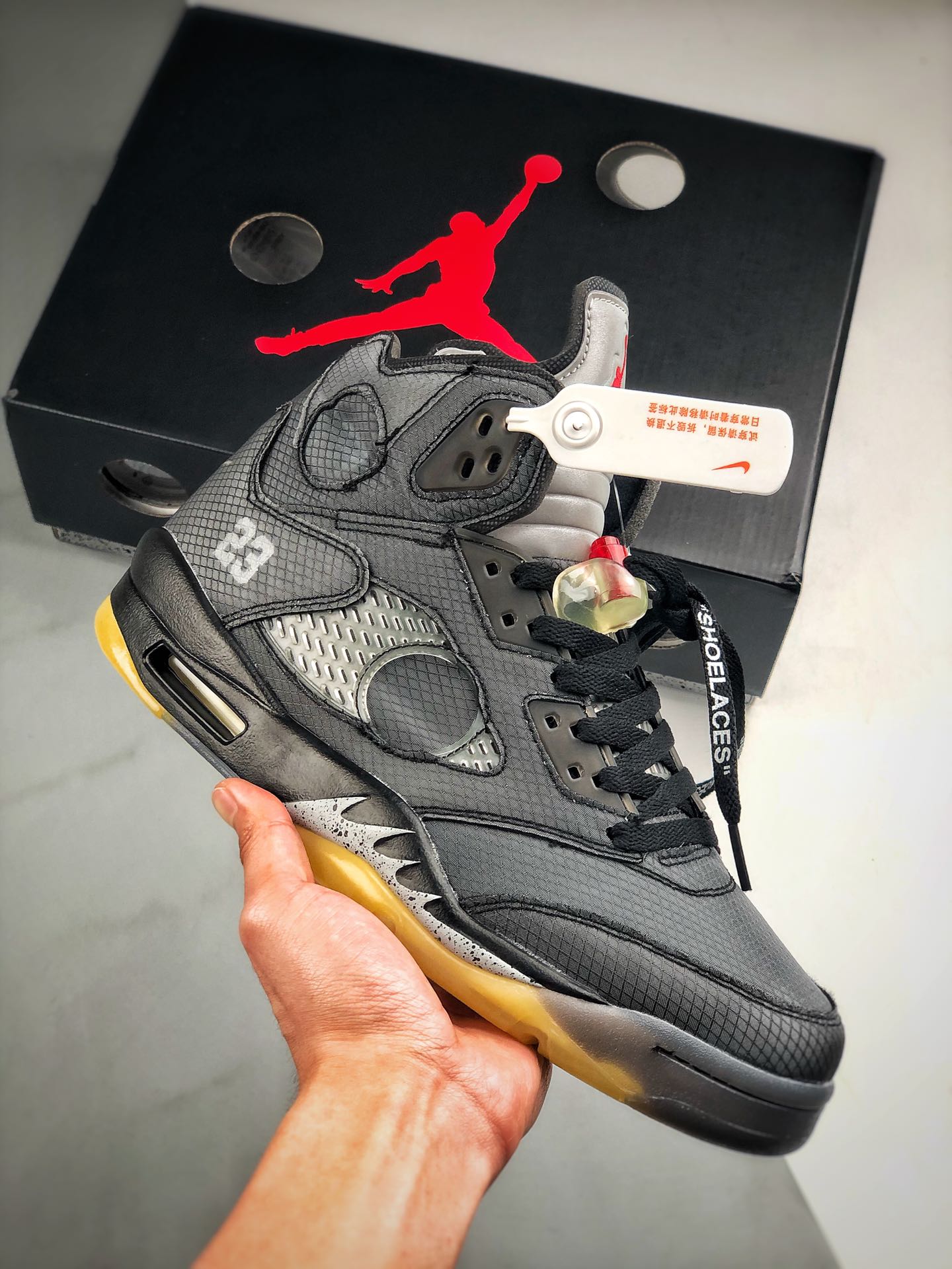 Apoyo contra reembolso OFF-WHITE X Air Jordan 5 lanzamiento oficial sincronizado caja original detalles modificados y p…