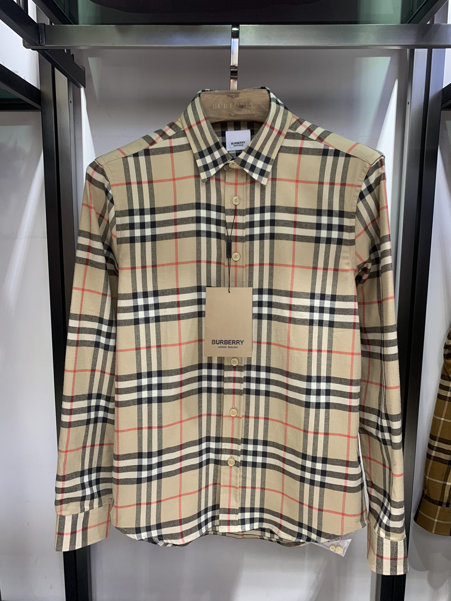 Burberry Kleding Overhemden Geel Mannen Katoen Flanel Lange mouw