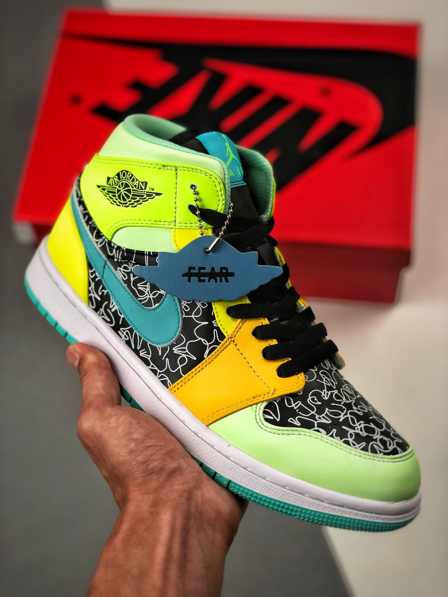 Recogida local, envío contra reembolso Air Jordan 1 Mid Verde manzana, canal de fábrica original, prácticamente sin dif…