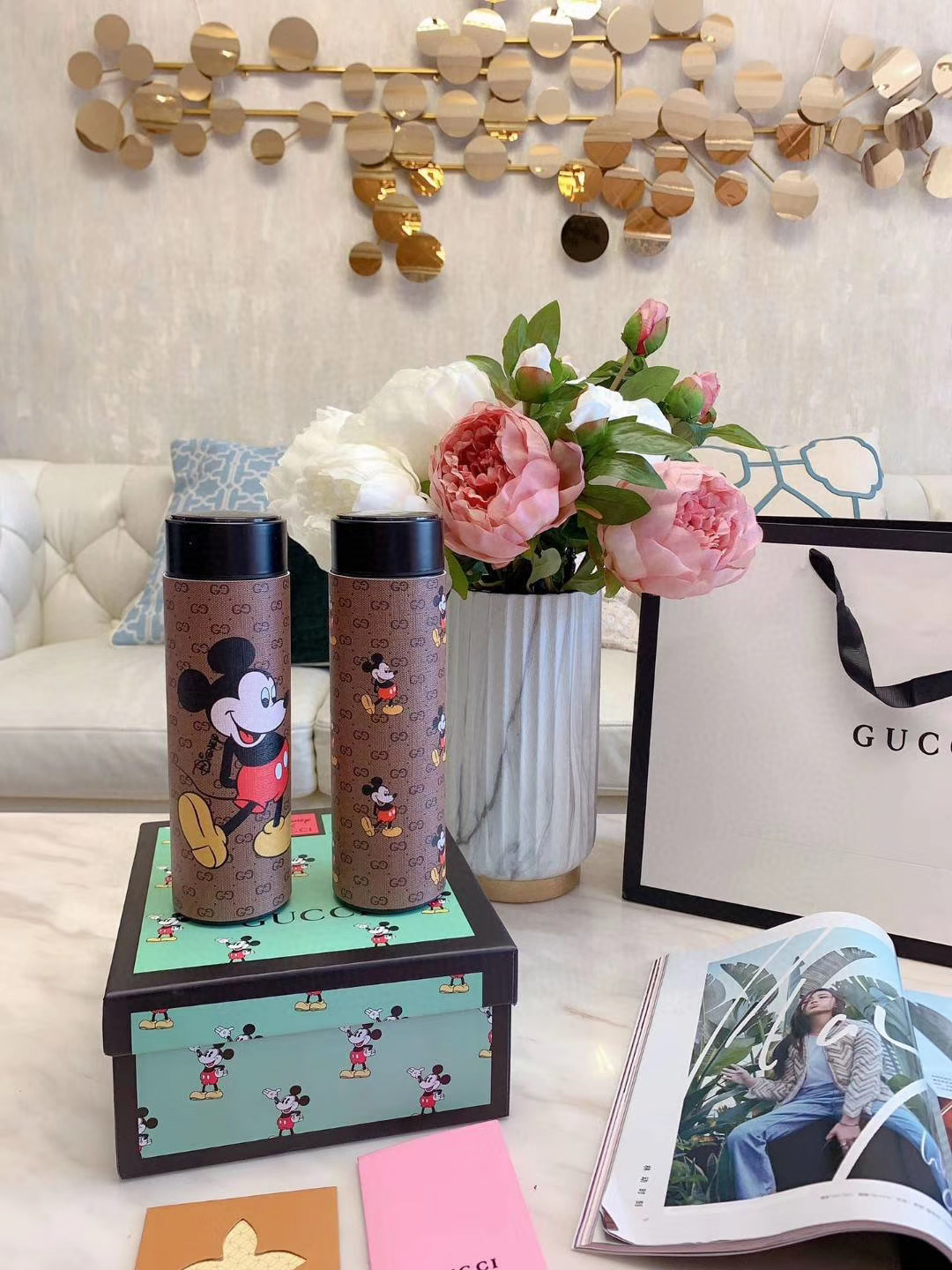 p125 联名上新主推款 gucci酷奇2020联名米奇合作款温显保温杯整