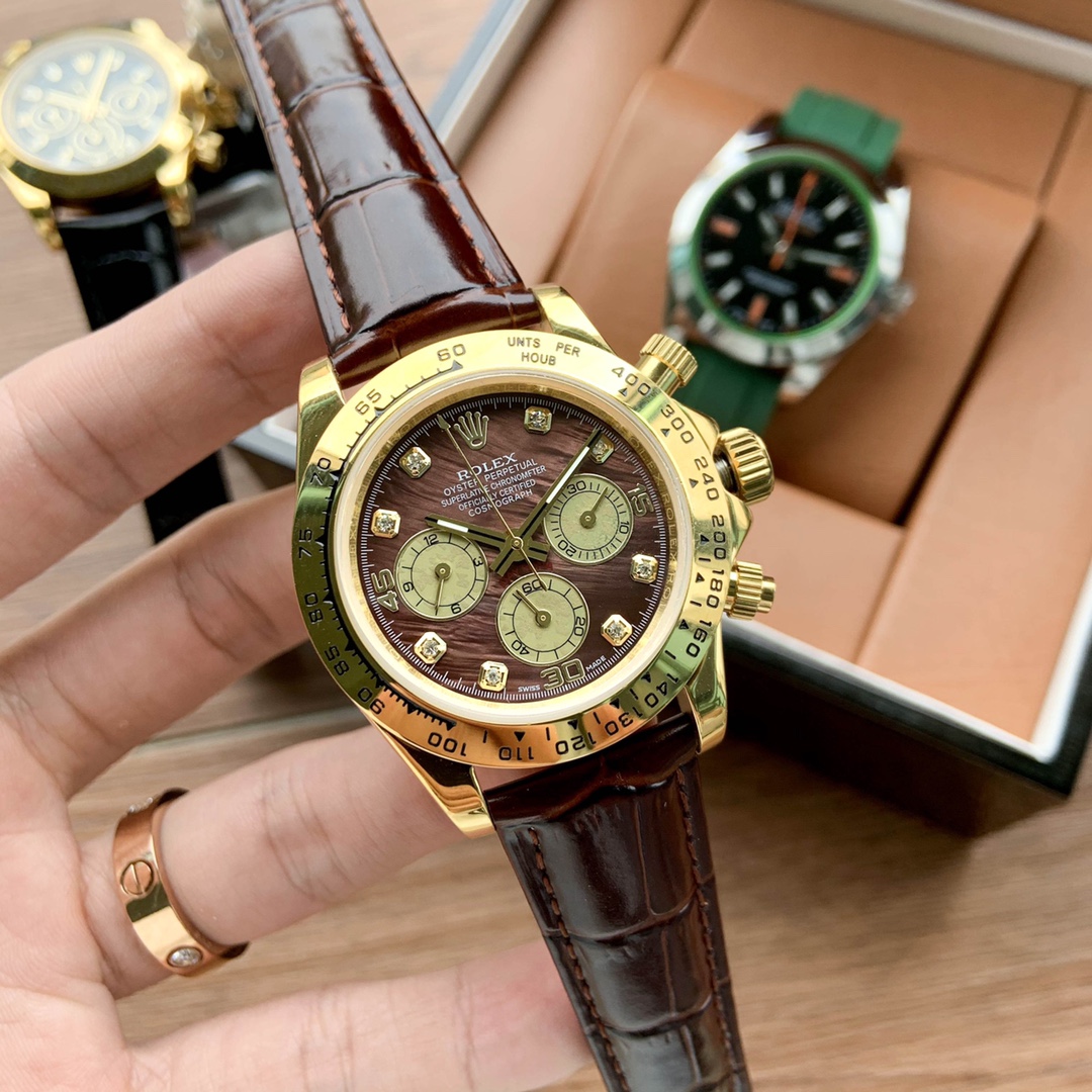 שעון יד יוקרתי Rolex Daytona זהב עם רצועת עור שחורה לגבר 5 i1584643865 8972 3