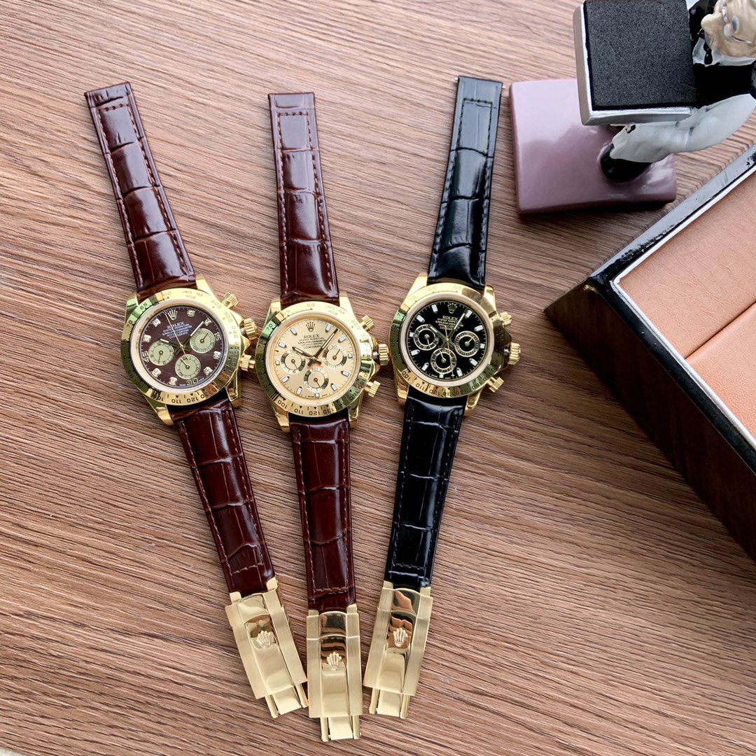 שעון יד יוקרתי Rolex Daytona זהב עם רצועת עור שחורה לגבר 10 i1584643865 9049 7